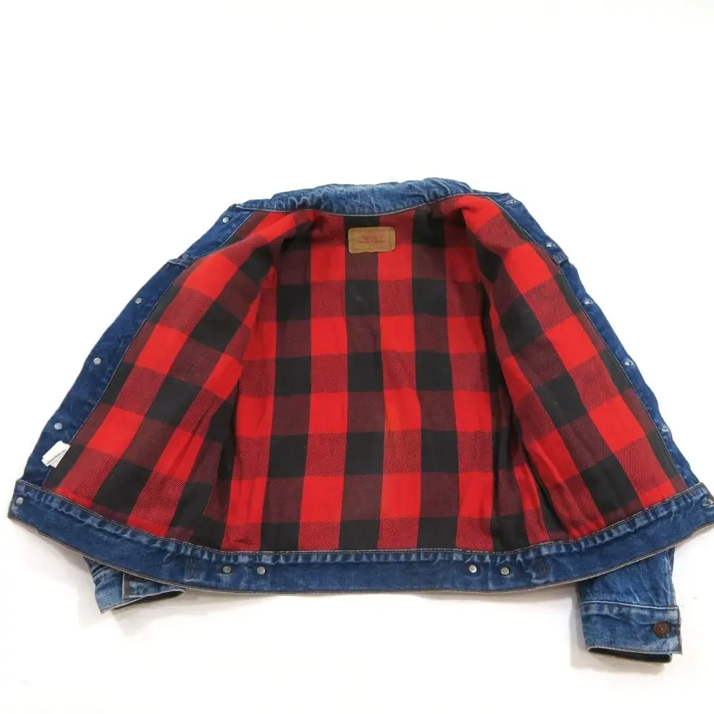 Levis 70707 Denim Jacket Blue flannel Lined Youth Sz 16 1990s